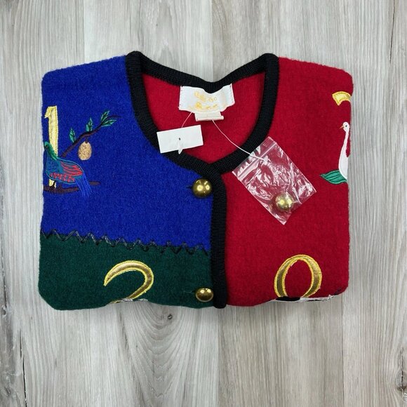 VTG Tally-ho 100% Boiled Wool Cardigan Pollak Import Nordic Size L Large NEW - Picture 1 of 14